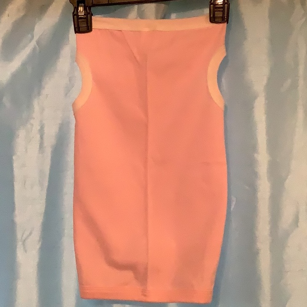 Pink Dog Tee with white ribbing, NWT, 100% cotton. MADE IN USA
